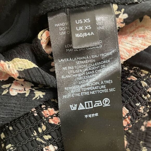 Free People Ruched V-neck Floral crop top black xs - Picture 5 of 7